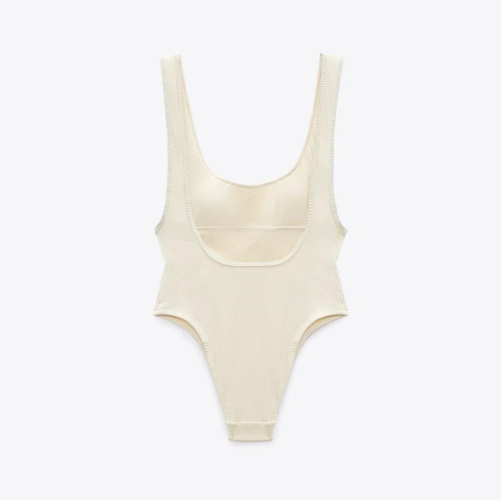 Zara Ribbed Low Back Swimsuit - Picture 2 of 8
